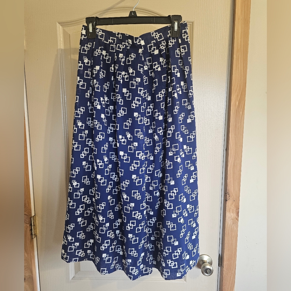 Pendleton Vintage Country Sophisticates Lined Long Skirt Navy Blue And White